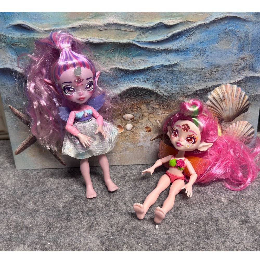 Moose Magic Mixies Pixlings Unia Unicorn & Faye the Fairy Doll Lot 6.5"